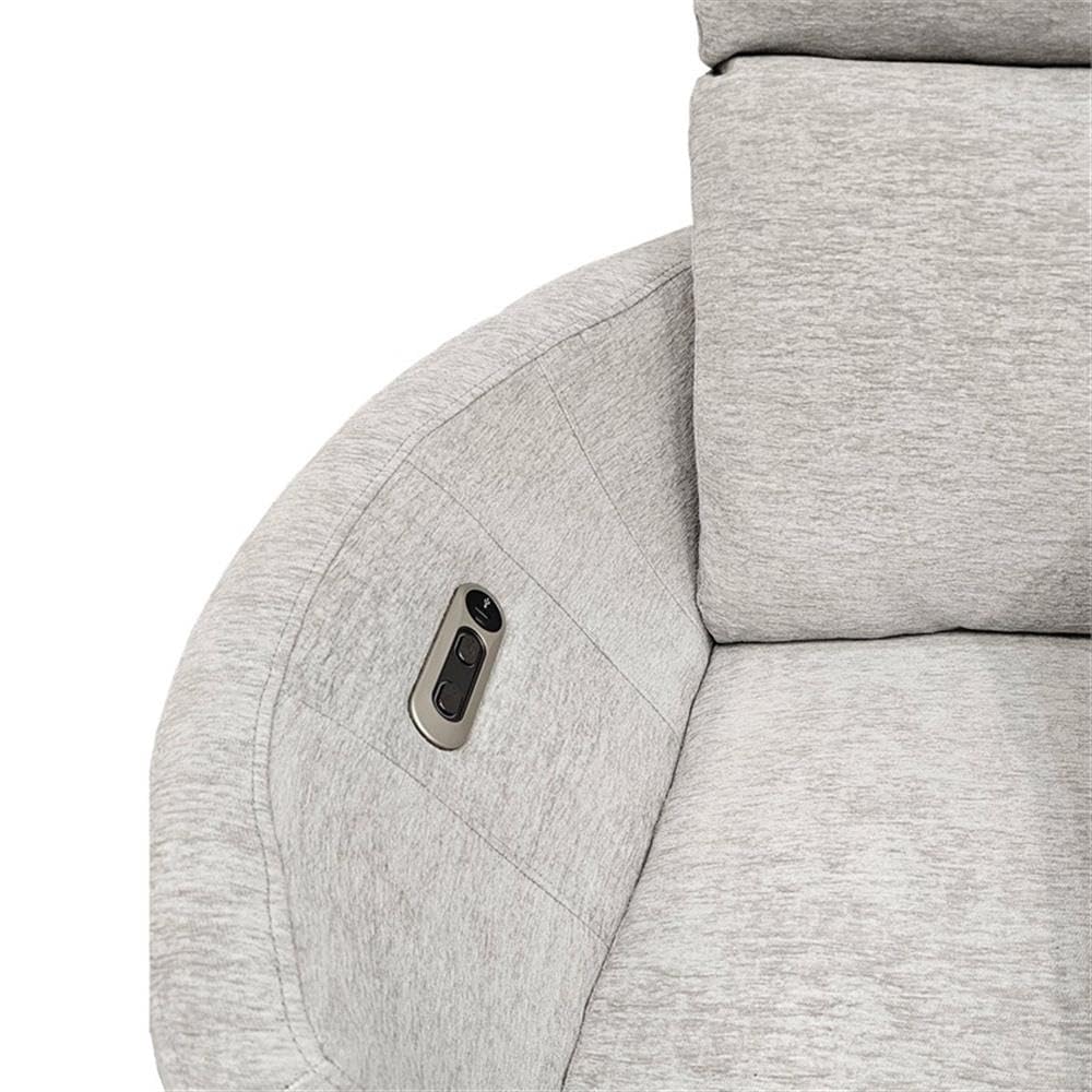 Pemberly Row Contemporary Fabric Swivel Glider Recliner in Ivory