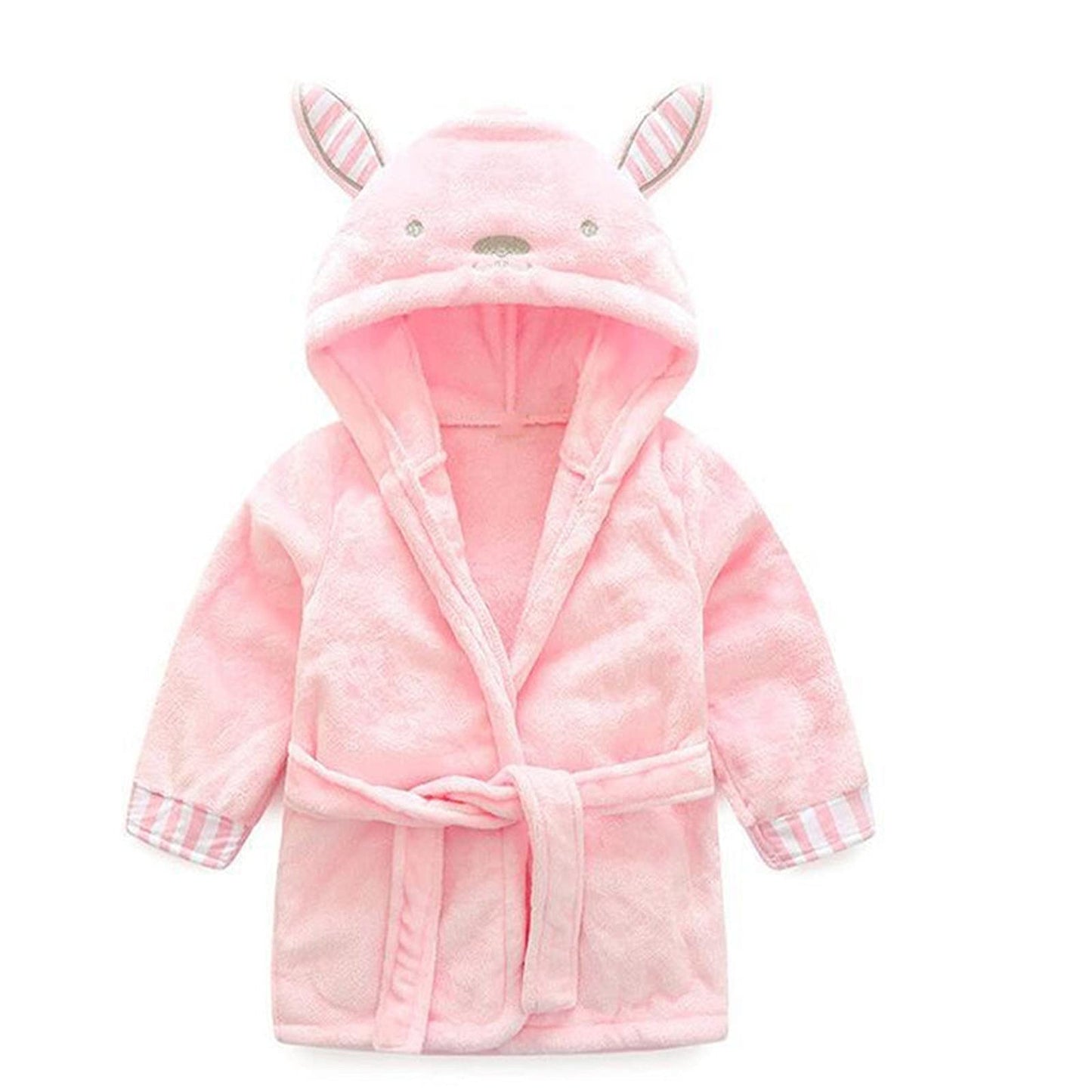 Unisex Baby Plush Bathrobe, Toddler Baby Boys Girls Cute Cartoon Animal Face Robe Flannel Hooded Fleece Bathrobe