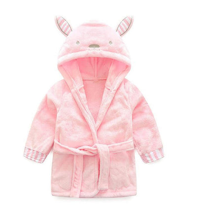 Unisex Baby Plush Bathrobe, Toddler Baby Boys Girls Cute Cartoon Animal Face Robe Flannel Hooded Fleece Bathrobe