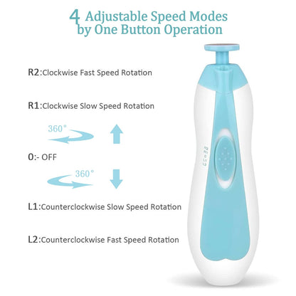 Baby Nail File Clippers Electric: Baby Nail Trimmer Electric Kit Fingernails Toes Care Manicure 6-in-1 Set with LED Light Safe for Newborn Kids and Adult