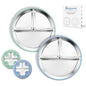Stainless Steel Baby Plate with Suction, 9” Divided Toddler Plates with Removable Silicone Sleeves for Kids, Non-Toxic Non-Slip Unbreakable Dishwasher Safe Dinnerware Set of 2, Pink & Beige