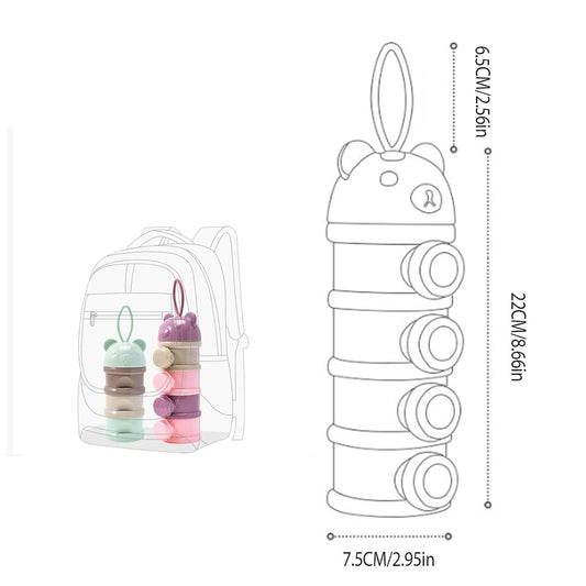 2 PCS Milk Powder Pots, Candy Storage Tank, Formula Dispenser Container Pot Box Milk Cans Snack Storage Box for Travel, 4 Layers