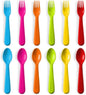 Plastic Toddler Utensils Set of 12 Kids Utensils Forks and Spoons - BPA FREE/Dishwasher Safe Toddlers Silverware Set Brightly Colored Children's Safe Flatware Cutlery Set