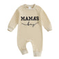 Newborn Baby Boy Fall Outfit Mamas Boy Embroidery Jumpsuit Long Sleeve Crewneck Romper Infant Boy Winter Clothes