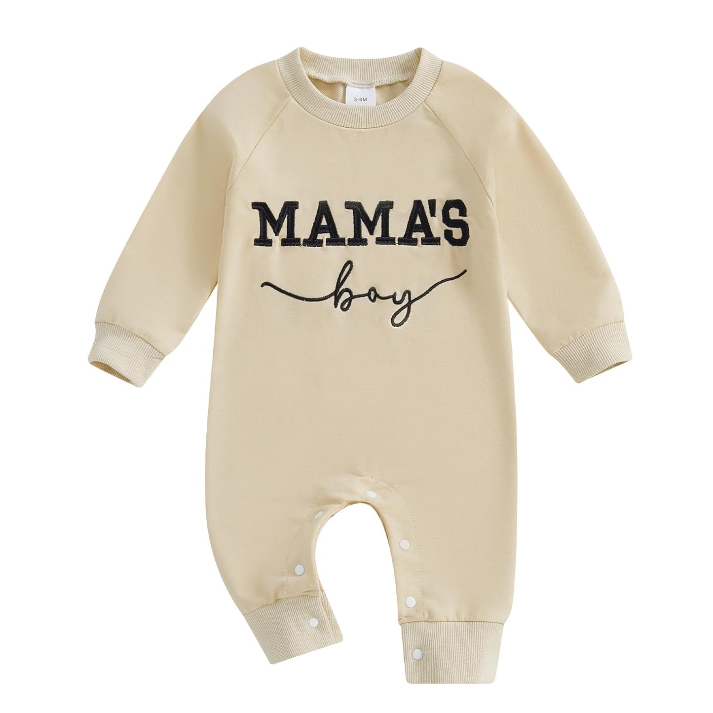 Newborn Baby Boy Fall Outfit Mamas Boy Embroidery Jumpsuit Long Sleeve Crewneck Romper Infant Boy Winter Clothes