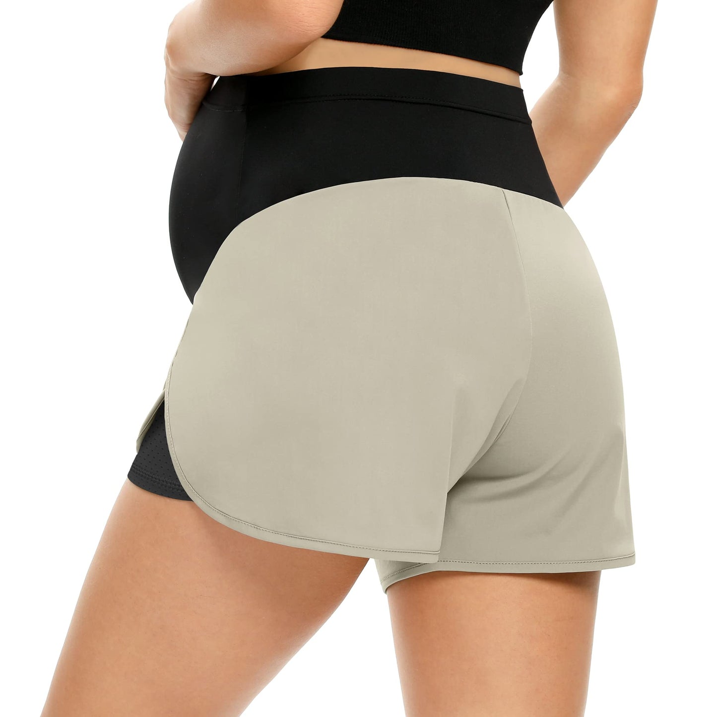 POSHGLAM Women‘s Maternity Shorts Over Belly Workout Running Casual Summer Pregnancy Shorts