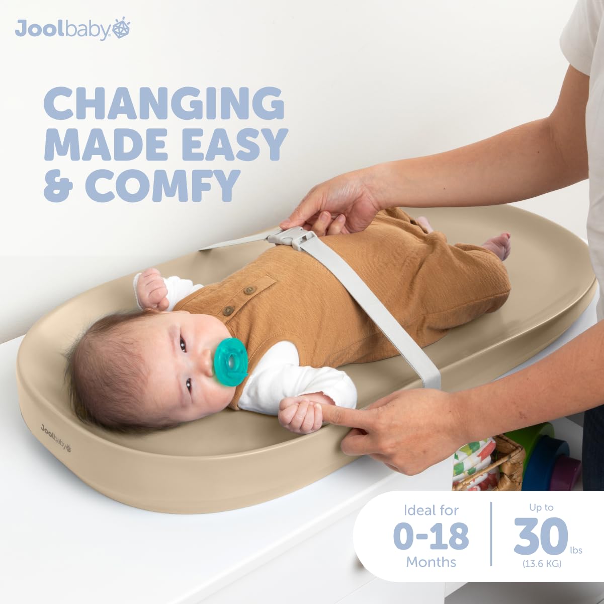 Jool Baby Waterproof Baby Changing Pad - Easy to Clean, Lightweight & Portable - Large Foam Cushion for Comfort (Sage)
