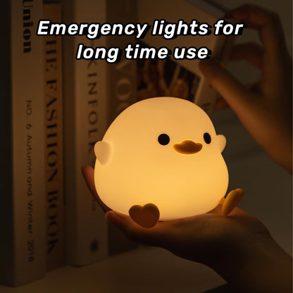 DuDu Duck Night Light, Cute Duck Lamp, Squishy Silicone Nightlight for Bedrooms with 30 Minutes Timer, Rechargeable Bedside Lamp with Touch Control for Bedrooms, Living Room