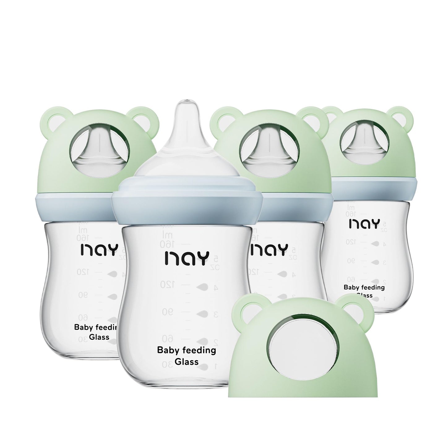 Natural Glass Baby Bottle for Breastfeeding Babies, 5.4oz Anti-Colic Baby Bottle with Natural Response Nipple(S), Clear, Wide Neck, 2 Pack, 1 Months+