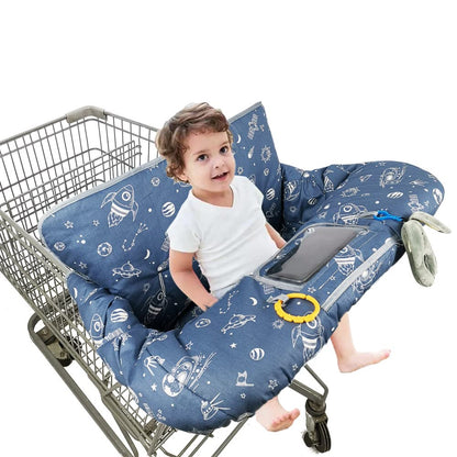 Shopping Cart Cover for Baby/Toddler 2-in-1 High Chair Cover, Easy Attach & Remove, with Cellphone Holder, Pink Strip Star