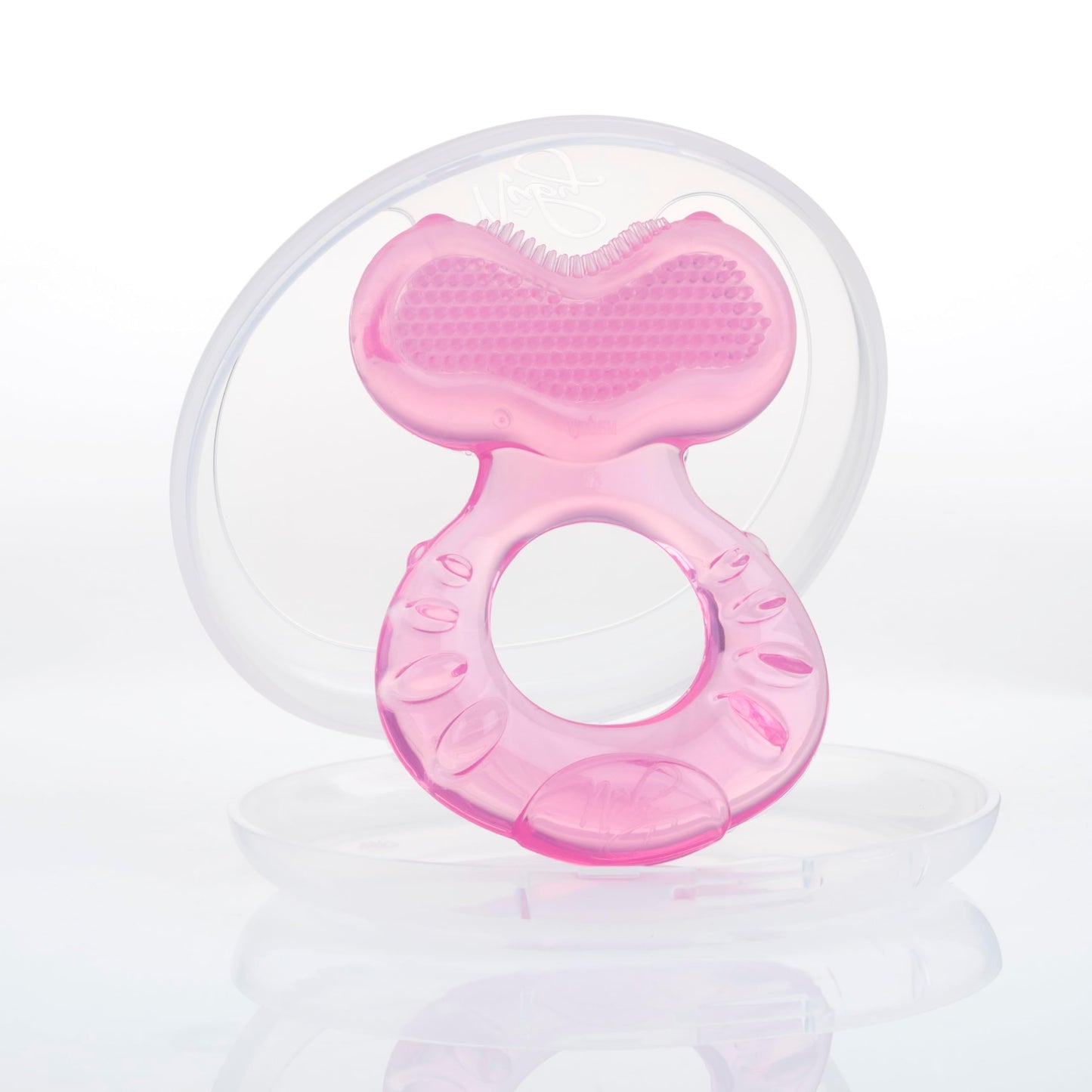 Nuby Silicone Teethe-eez Teether with Bristles, Includes Hygienic Case, Blue