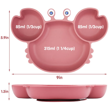 Silicone Suction Plate for Toddlers - Self Feeding Training Divided Plate Dish and Bowl for Baby and Toddler, Fits for Most Highchairs Trays, BPA Free Microwave Dishwasher Safe