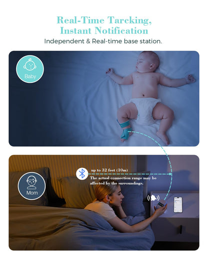 Babytone Baby Sleep Monitor with Base Station- Smart Sleep Sock, Tracking Heart Rate, Avg O2 and Movement, Wearable Baby Oxygen Foot Monitor with Bluetooth and APP, for 0-36 Months Newborn