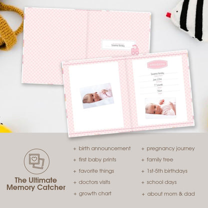 Bird Photo Album, Memory Keepsake Babybook, Gender-Neutral Baby Accessory for New and Expecting Parents, Pink