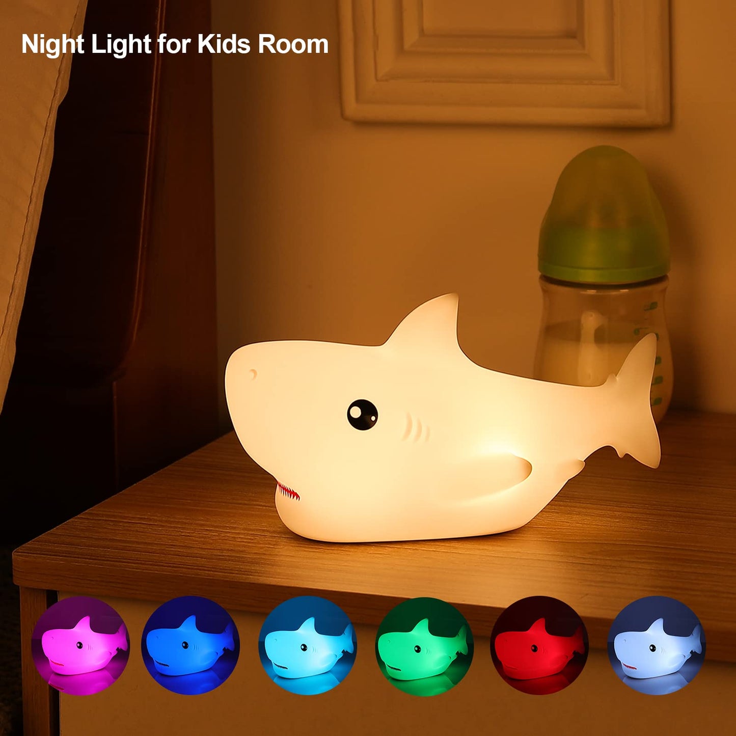 ZKLiLi Shark Night Light for Kids, Shark Lights for Boys & Girls - Christmas Gifts, Kids & Teens Room Decor, Silicone Animal Night Lamp Gift
