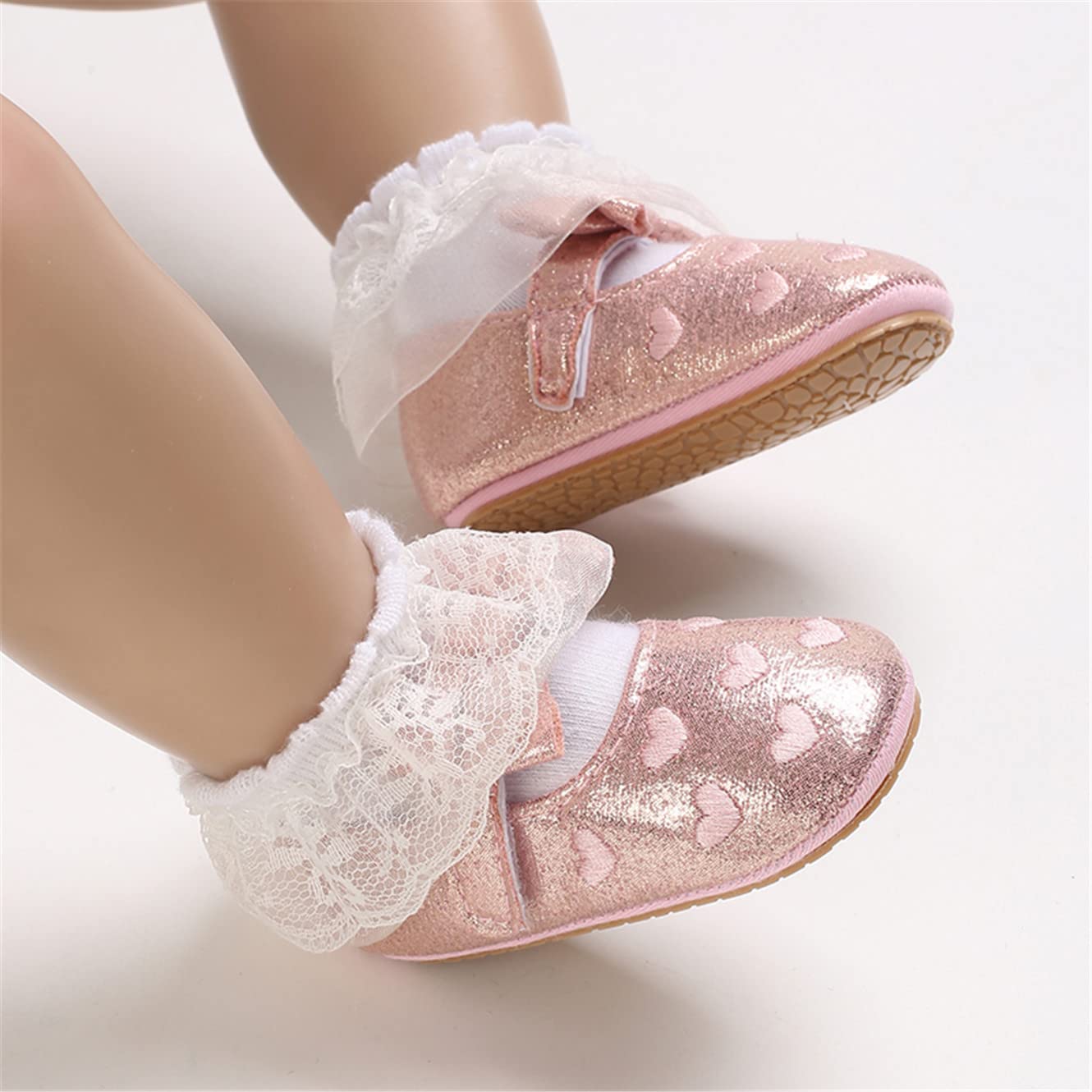 LAFEGEN Baby Girls Mary Jane Flats with Bownot Non Slip Soft Sole PU Leather Newborn Infant Toddler First Walker Cirb Dress Shoes