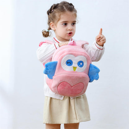 Cute Plush Toddler Backpacks Mini Brown Owl Backpack for Kids Real Littles Backpack for Boy Girl