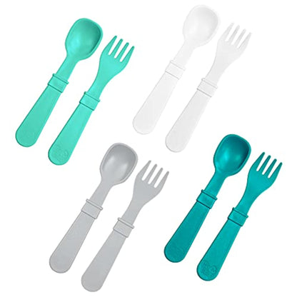 Re-Play Toddler Forks and Spoons Set - 4x4 Utensils Set for Kids - Dishwasher and Microwave Safe - Made in USA - Pack of 8-5.8" x 1.2" x 0.2" - Princess