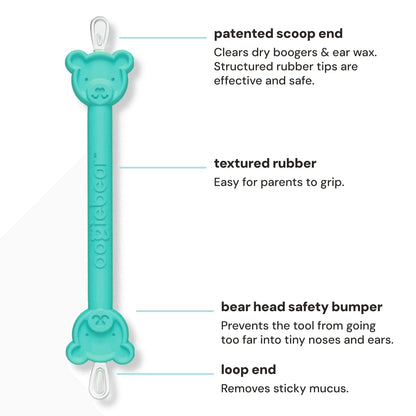 oogiebear: Baby Nose Cleaner & Ear Wax Removal Tool - Safe Booger & Earwax Removal for Newborns, Infants, Toddlers - Dual-Ended - Essential Baby Stuff, Diaper Bag Must-Have, with CASE