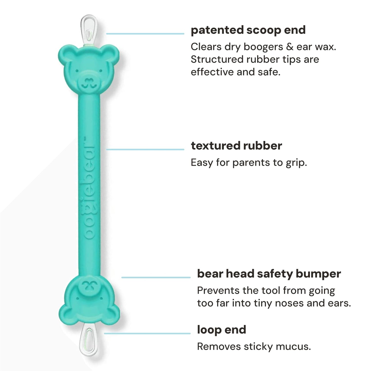 oogiebear: Baby Nose Cleaner & Ear Wax Removal Tool - Safe Booger & Earwax Removal for Newborns, Infants, Toddlers - Dual-Ended - Essential Baby Stuff, Diaper Bag Must-Have, with CASE