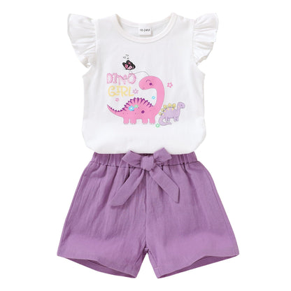 YOUNGER TREE Toddler Baby Girls Clothes Sunflower T-shirt + Bowknot Shorts with Cute Summer Girl Clothes Set