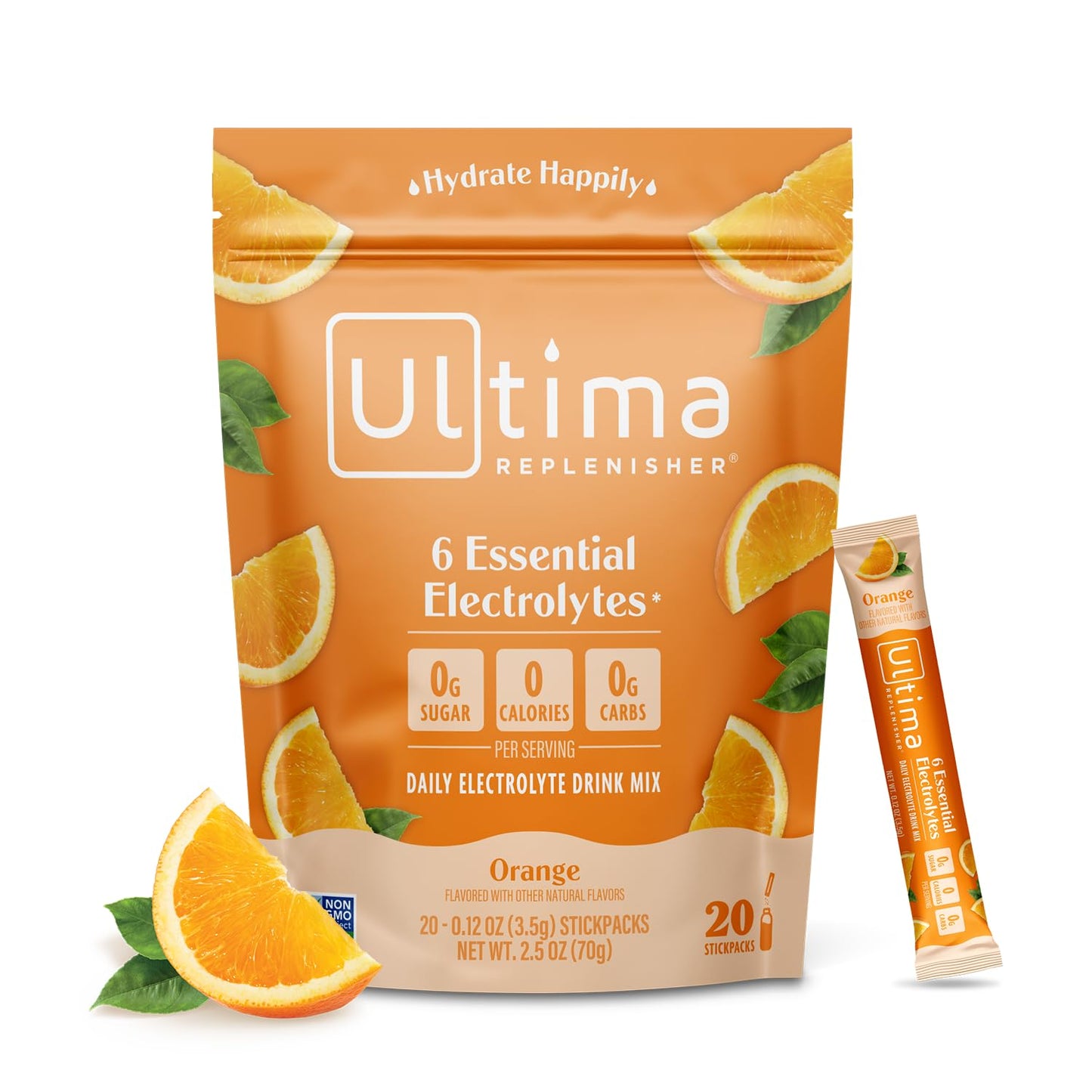 Ultima Replenisher Daily Electrolyte Powder Drink Mix – Tropical Variety, 20 Stickpacks – Hydration Packets with 6 Electrolytes and Minerals – Keto Friendly, Non-GMO and Sugar-Free