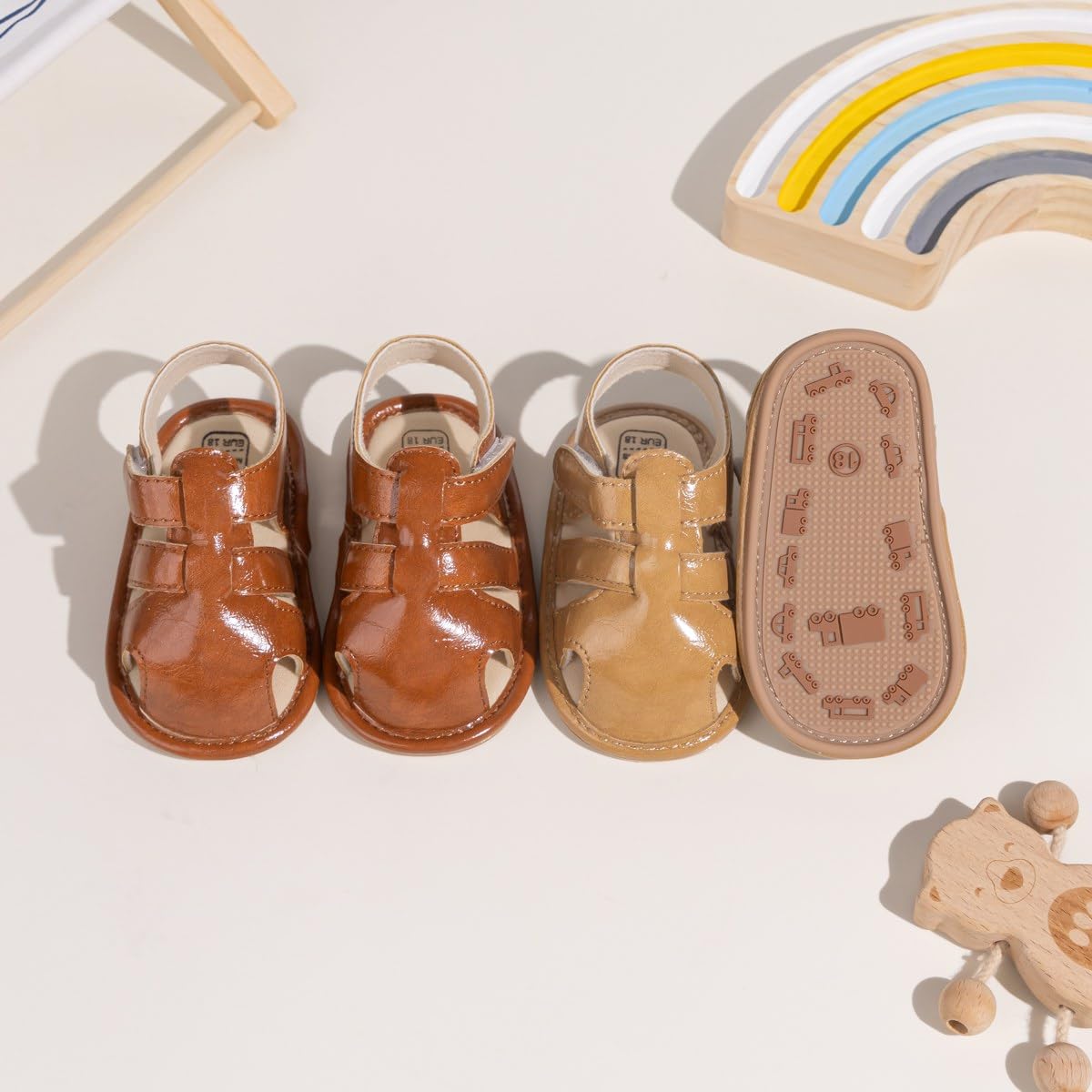 Meckior Baby Infant Boy Girl Sandals Newborn Non-Slip Soft Rubber Sole Sandals for Baby Boys Open-Toe Outdoor Casual Summer First Walkers Shoes