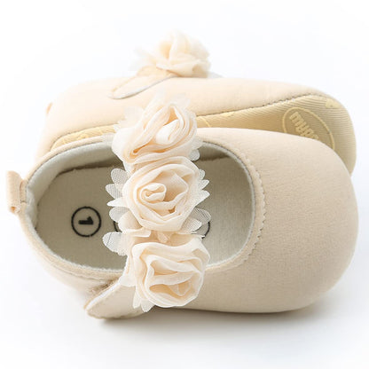 Baby Girls Mary Jane Flats with Bowknot Flowers Soft Newborn Infant First Walkers Crib Shoes Wedding Party Christmas Dress Shoes