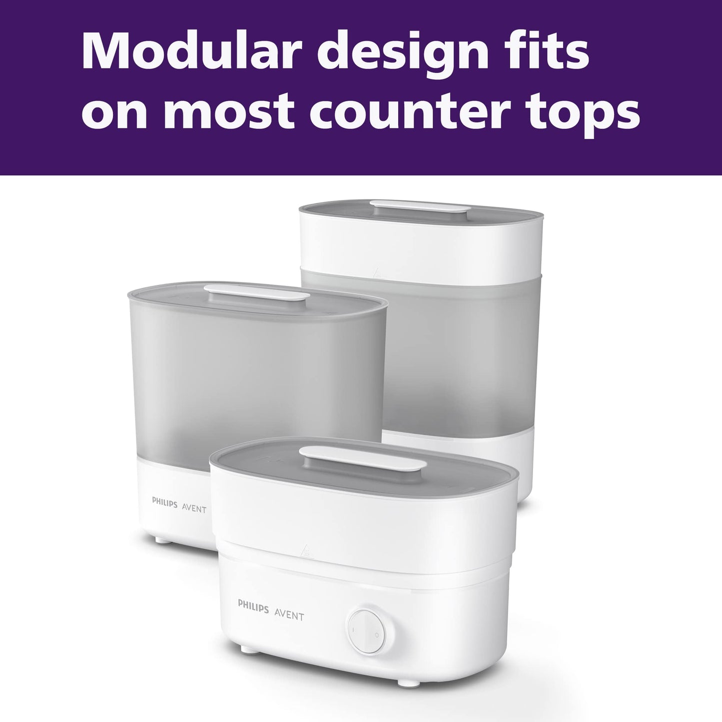 Philips Avent Baby Bottle Sterilizer and Dryer Premium, Removes 99,9% of Bacteria, Chemicals Free, Capacity 6 Bottles/Teats/Accessories, Modular Space Saving Design, Model SCF293