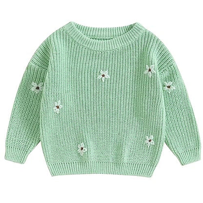 Mubineo Baby Girl Winter Clothes Cute Flower Sweater Crewneck Pullover Long Sleeve Knit Newborn Infant Sweaters