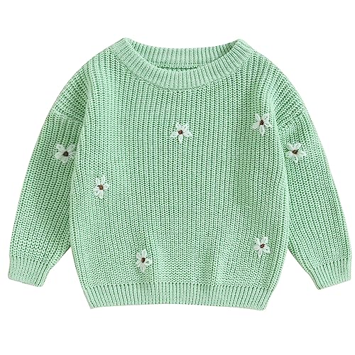 Mubineo Baby Girl Winter Clothes Cute Flower Sweater Crewneck Pullover Long Sleeve Knit Newborn Infant Sweaters