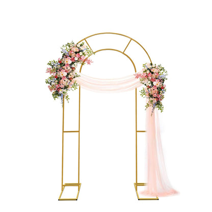 Double Arch Backdrop Stand Metal Open Arch Backdrop Frame U Shaped Wedding Arches for Ceremony Baby Shower Garden Birthday Party Decoration (Gold, 6FT×3FT)