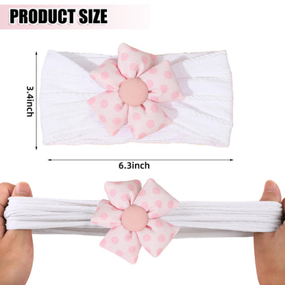 3 Pcs Baby Flower Headbands Baby Girls Nylon Headband Soft Hairbands Hair Accessories for Newborn Infant Toddler Kids (Beige Pink Khaki)