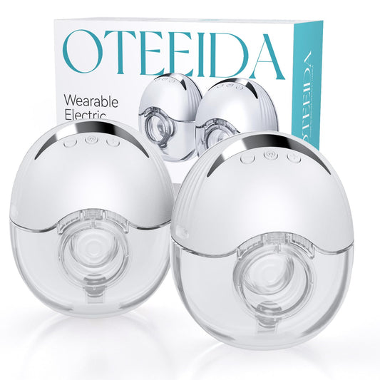 Hands Free Breast Pump Wearable MY-375 - Strong Suction, Low Noise, Wearable Breastfeeding Pump with 4 Mode &12 Levels, Portable Electric Breast Pump 24mm - 17/19/21/Insert/Flange, 2 Pack (White)