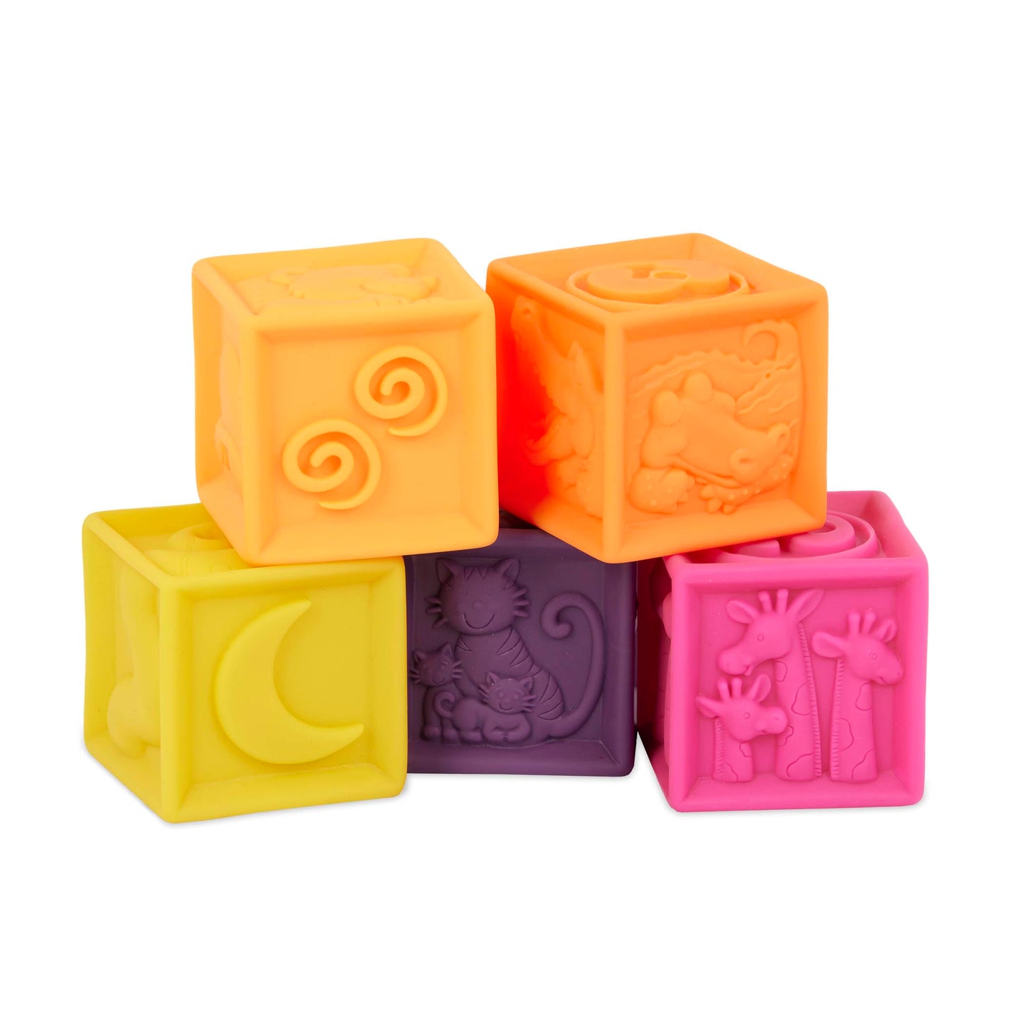 B. toys – Baby Blocks – Stacking & Building Toys For Babies – 10 Soft & Educational Blocks- Numbers, Shapes, Colors, Animals- One Two Squeeze- 6 Months +