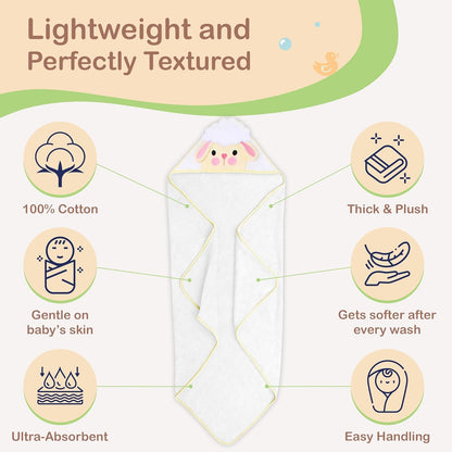 Mother's Choice Baby Hooded Towel - Large 33x33 Inch, 100% Cotton, Ultra-Soft & Absorbent Bath Towel for Newborns, Infants, Boys & Girls (Butterfly)