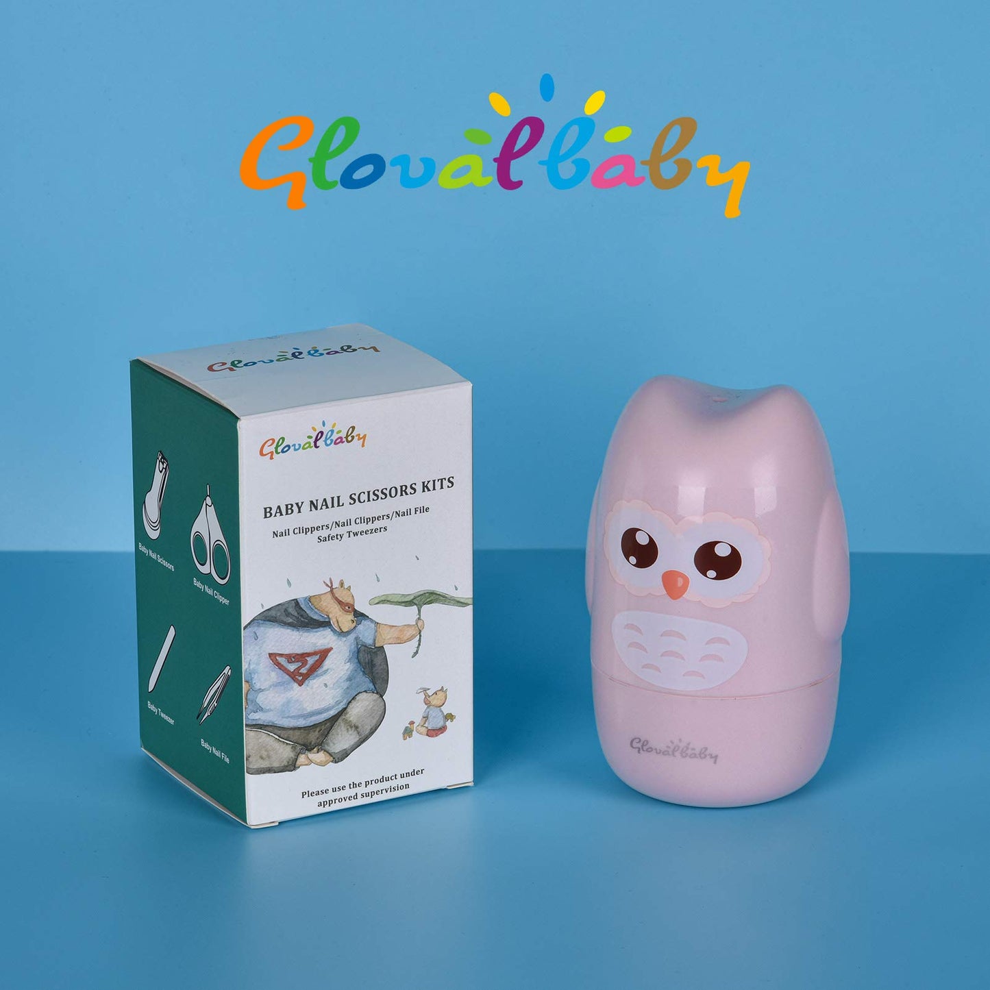 Baby Nail Kit, Baby Manicure Kit and Pedicure with Cute Owl Shape Case. Baby Nail Clipper, Scissor, Nail File & Tweezer for Newborn, Infant & Toddler, Mothers Day Gifts(Green)