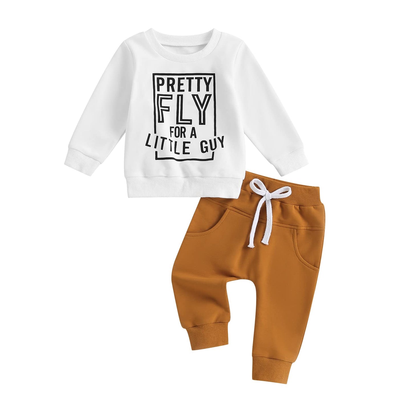 Toddler Boy Clothes Pretty Fly for A Little Guy Outfit Long Sleeve Sweatshirt Top Jogger Pants Cute 2Pcs Set 0-3T