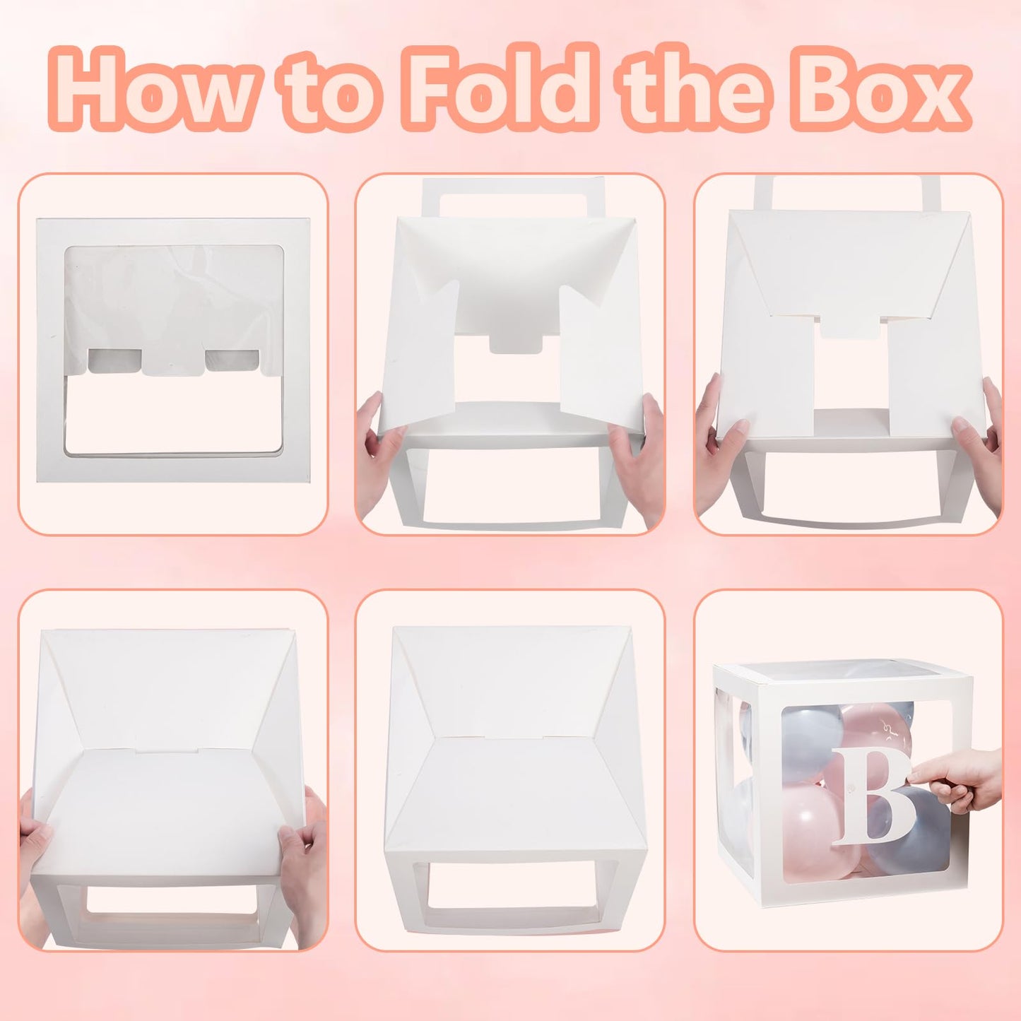Baby Boxes with Letters for Baby Shower Decorations, Gender Reveal with 4 Pastel Balloon Boxes