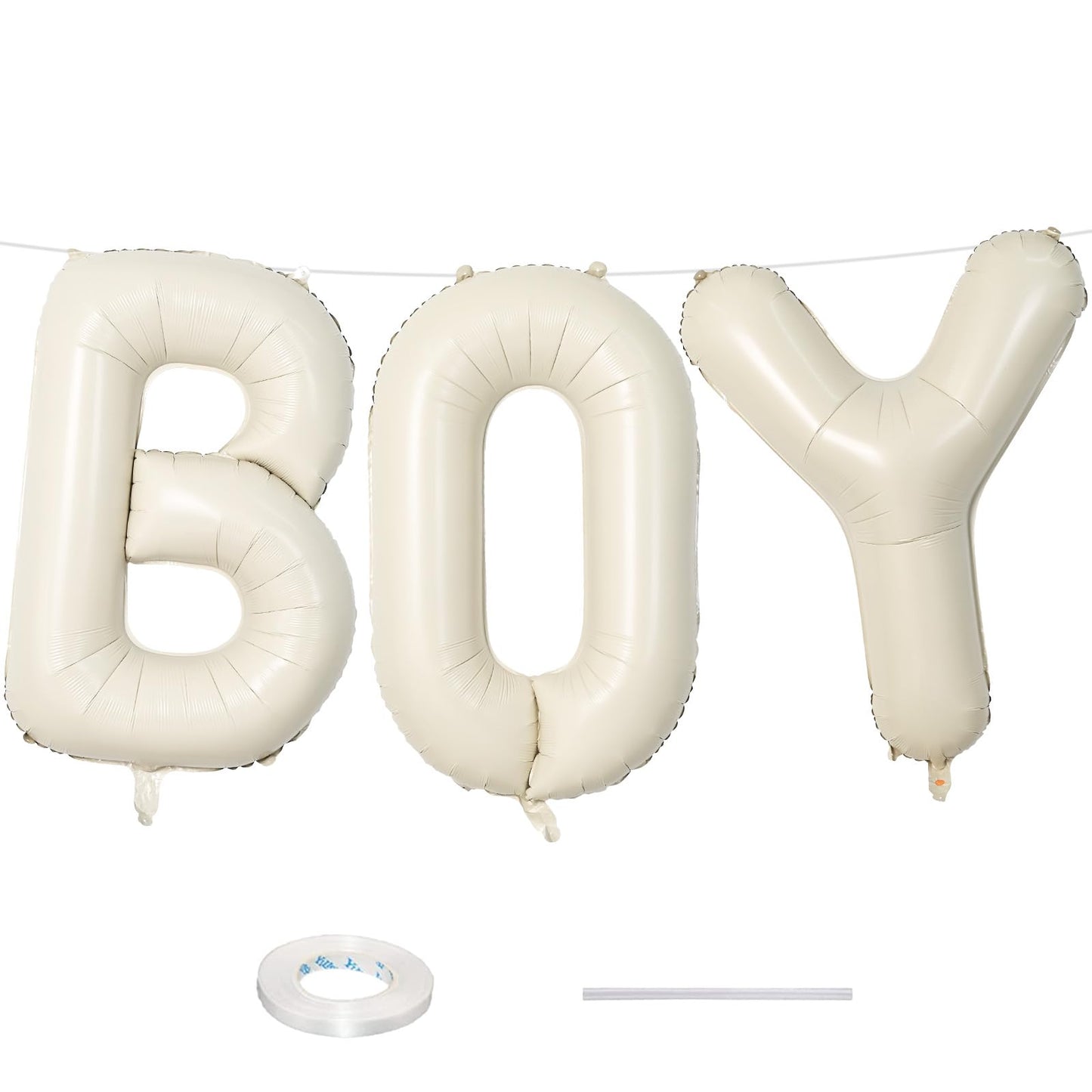40 Inch Beige OH BABY Balloon for Baby Shower, Large Cream White Oh Baby Balloons Letters with Ribbon, Neutral Ivory Alphabet Oh Baby Balloon Banner Sign for Gender Reveal Backdrop Party Decorations