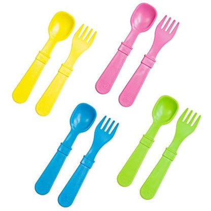Re-Play Toddler Forks and Spoons Set - 4x4 Utensils Set for Kids - Dishwasher and Microwave Safe - Made in USA - Pack of 8-5.8" x 1.2" x 0.2" - Princess