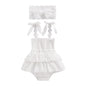 Newborn Baby Girl Bodysuit Sleeveless Halter Frill Romper One-piece Jumpsuit with Headband Summer Clothes Set