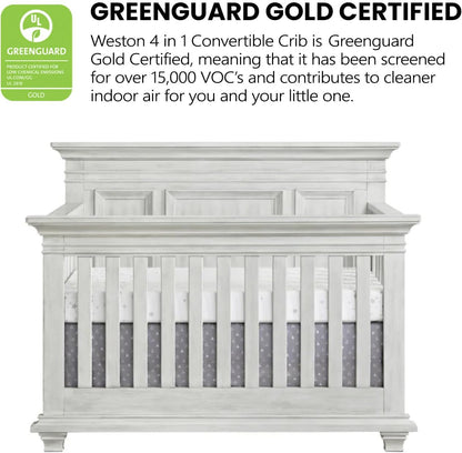 Oxford Baby Weston 4-in-1 Convertible Baby Crib, Dusk Gray, GreenGuard Gold Certified
