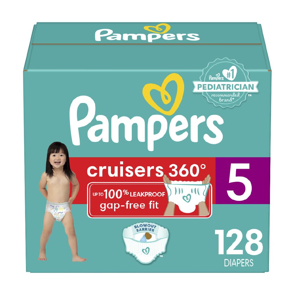 Pampers Diapers - Cruisers 360 - Size 5, 100 Count, Babyproof up to 100% Leakproof Pull-On Diaper