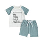 Toddler Baby Boy Summer Clothes Letter Print Short Sleeve Shirt Tops and Shorts Set Summer Outfit 2Pcs