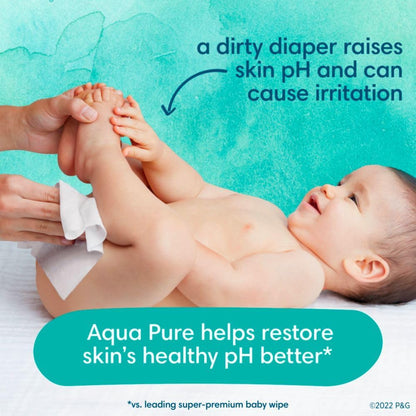 Pampers Baby Wipes Aqua Pure, 99% water-based wipes, Hypoallergenic and Unscented Infant Wipe, 896 Total (16 Flip-Top Packs)