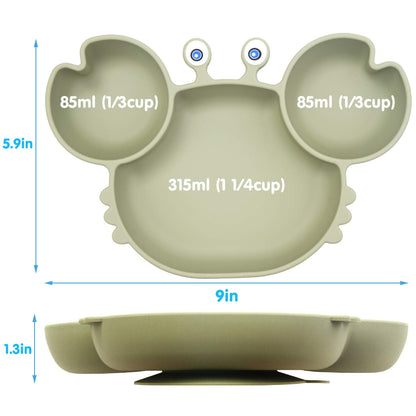 Silicone Suction Plate for Toddlers - Self Feeding Training Divided Plate Dish and Bowl for Baby and Toddler, Fits for Most Highchairs Trays, BPA Free Microwave Dishwasher Safe