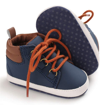 Meckior Toddler Baby Boys Girls High Tops Ankle Sneakers Soft Anti-Slip Sole PU Leather Moccasins Infant Newborn Prewalker First Walking Crib Shoes