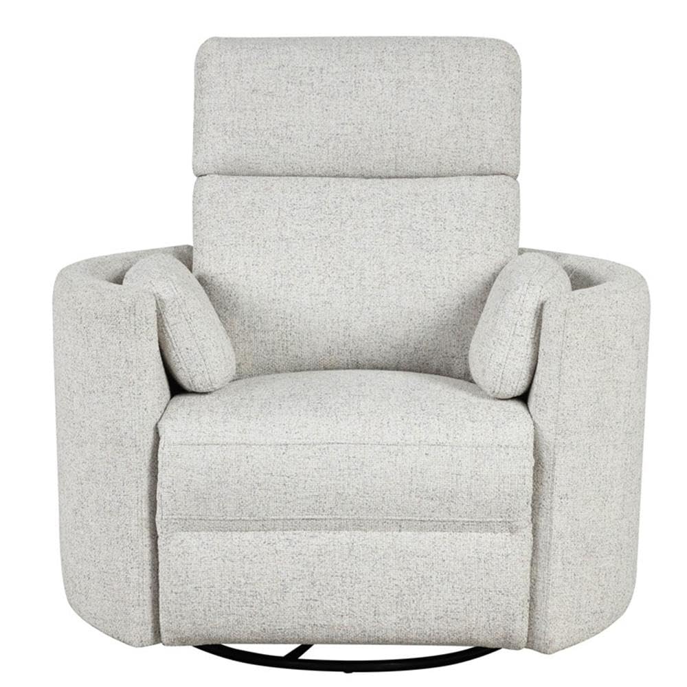 Pemberly Row Contemporary Fabric Swivel Glider Recliner in Ivory