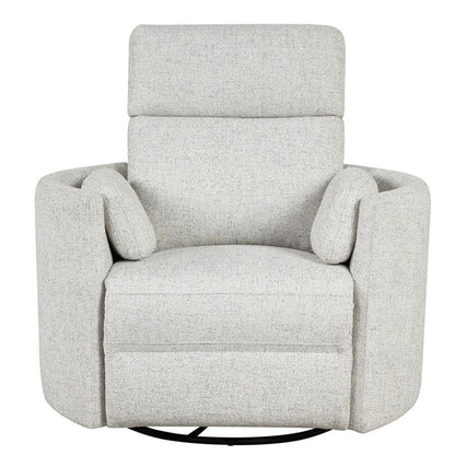 Pemberly Row Contemporary Fabric Swivel Glider Recliner in Ivory